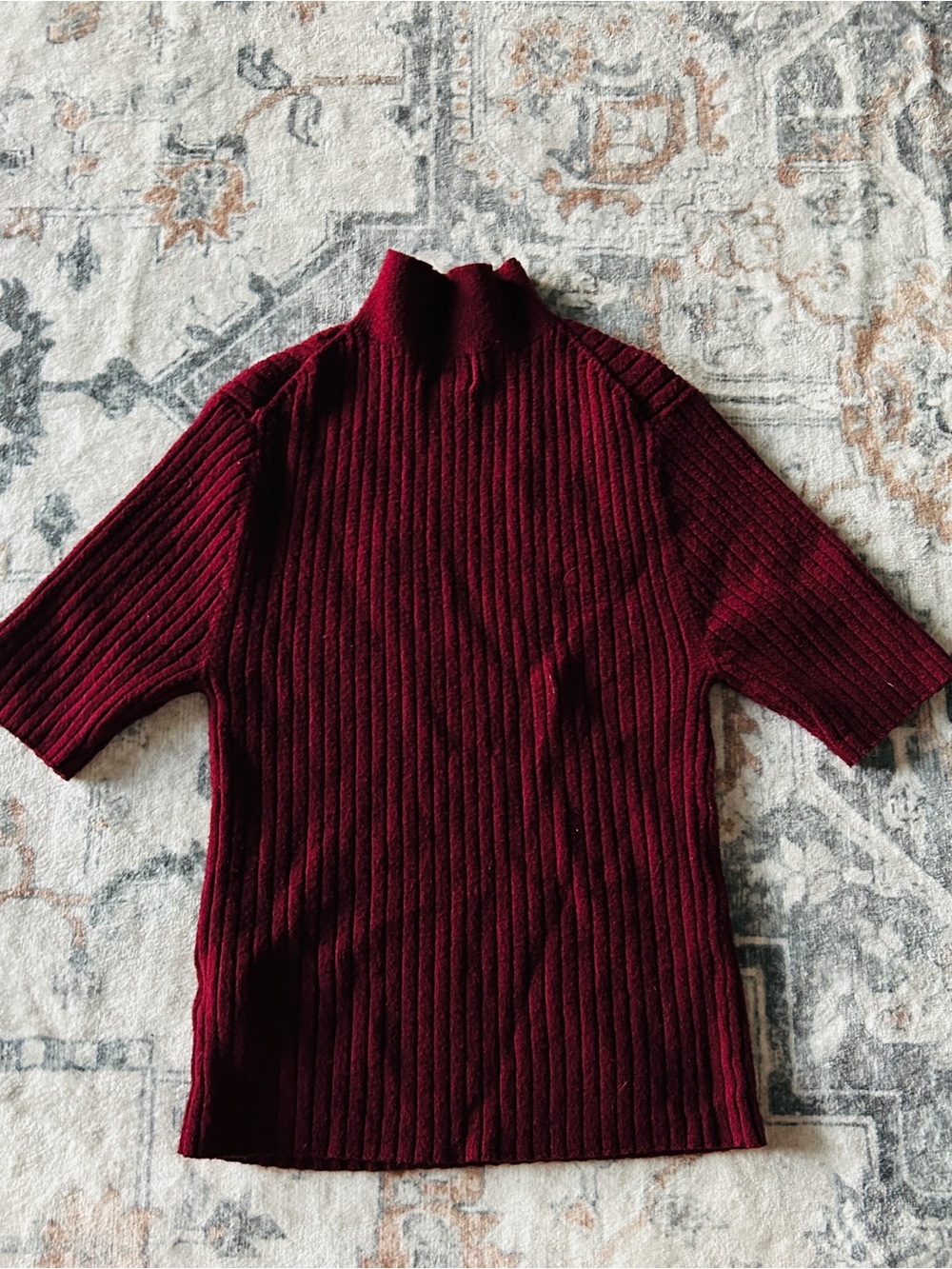 a new day Women's Ribbed Short-Sleeve Turtleneck Sweater - Burgundy